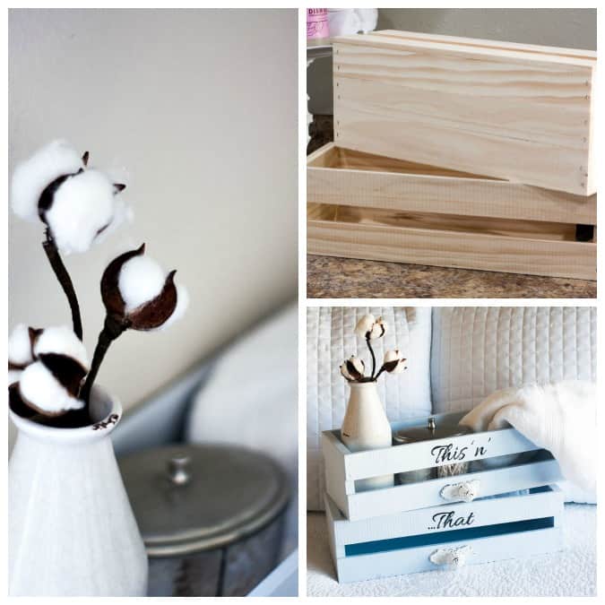 homestyle gathering 19 photos of painted crates and cotton stems on white linens