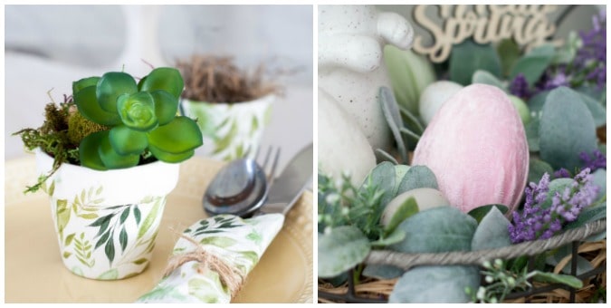 tuesday turn about 43 spring picks mini clay pot with succulent and velvet eggs with faux florals
