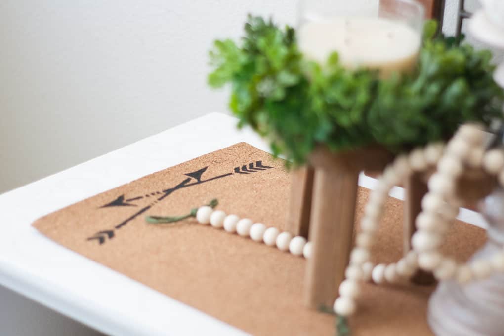 Easy Stenciled Cork Table Mat Runner