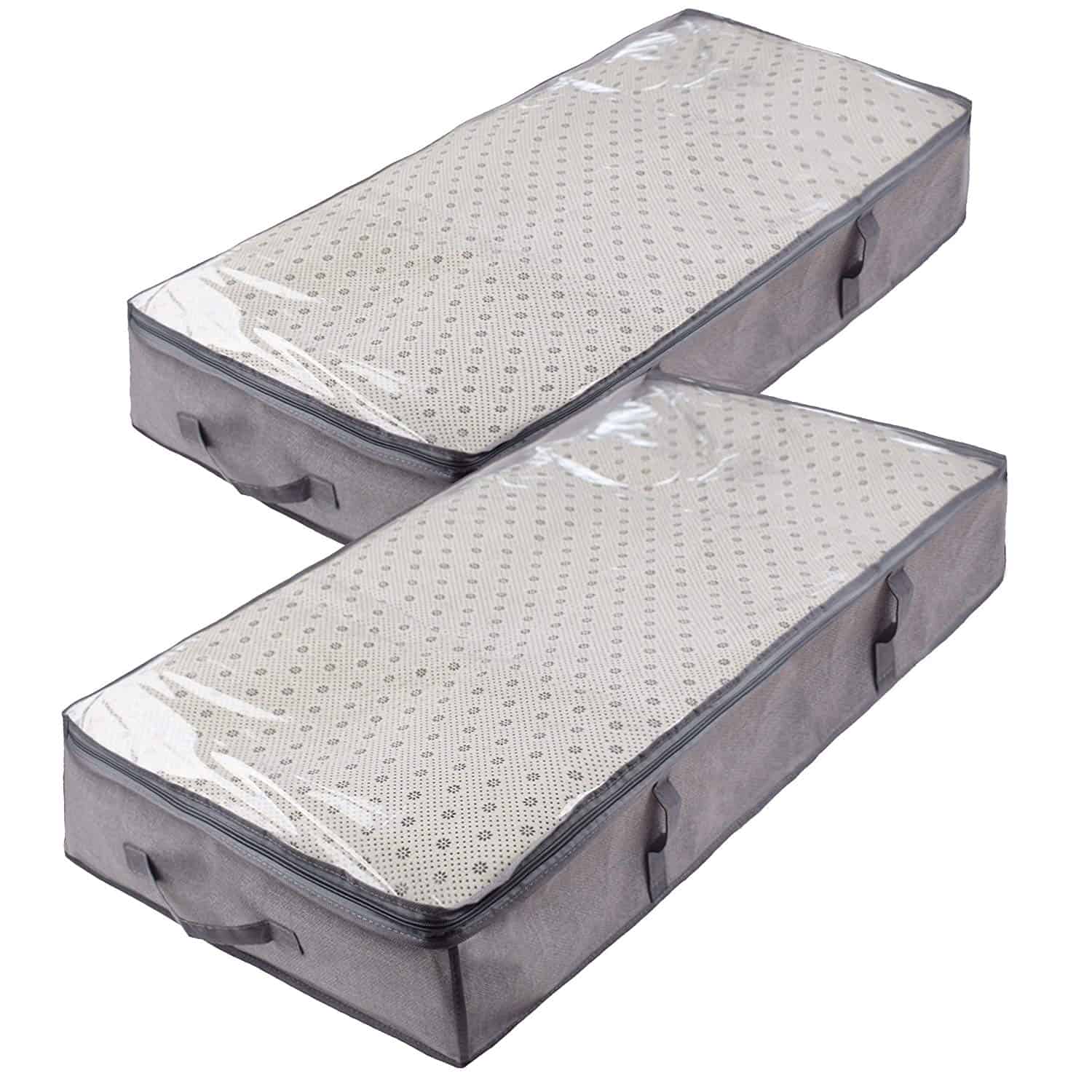 two gray underbed storage boxes