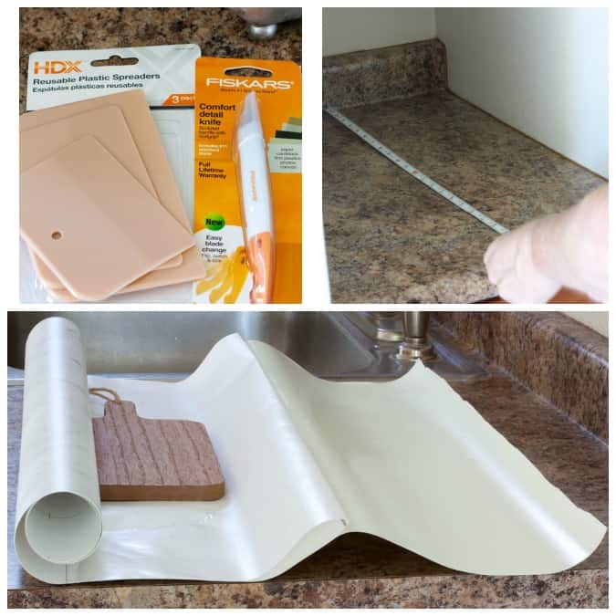 diy cheap countertops contact paper various pictures of kitchen counter with hardware products and contact paper person measuring a countertop