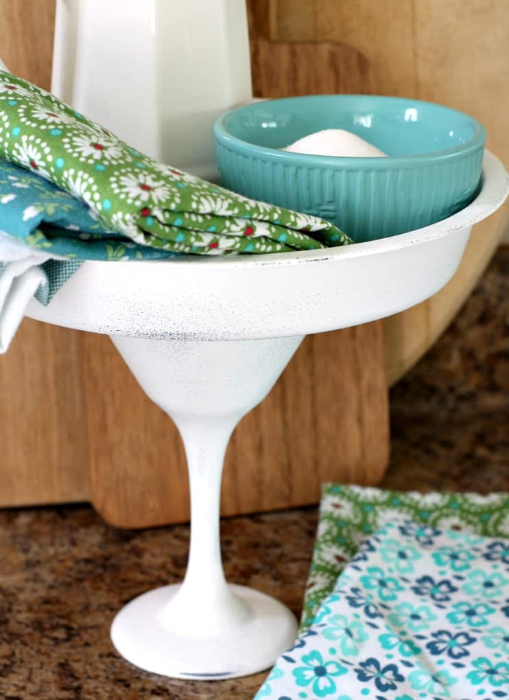 diy coffee station ideas for small spaces white cake plate with linens and aqua bowl with sugar and bread boards in background