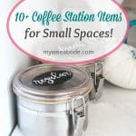 diy coffee station ideas for small spaces black and white sign