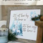 Free Watercolor Printables for Christmas and Winter artwork in frame with candle