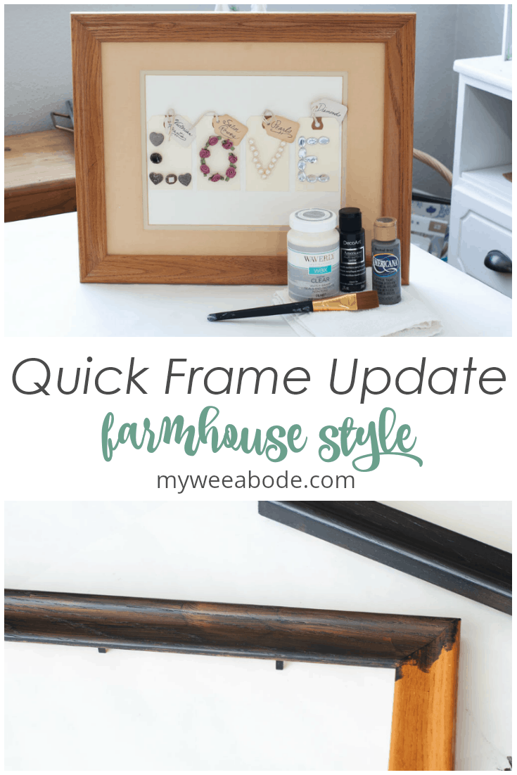 quick farmhouse makeover outdated frames artwork with craft supplies on table