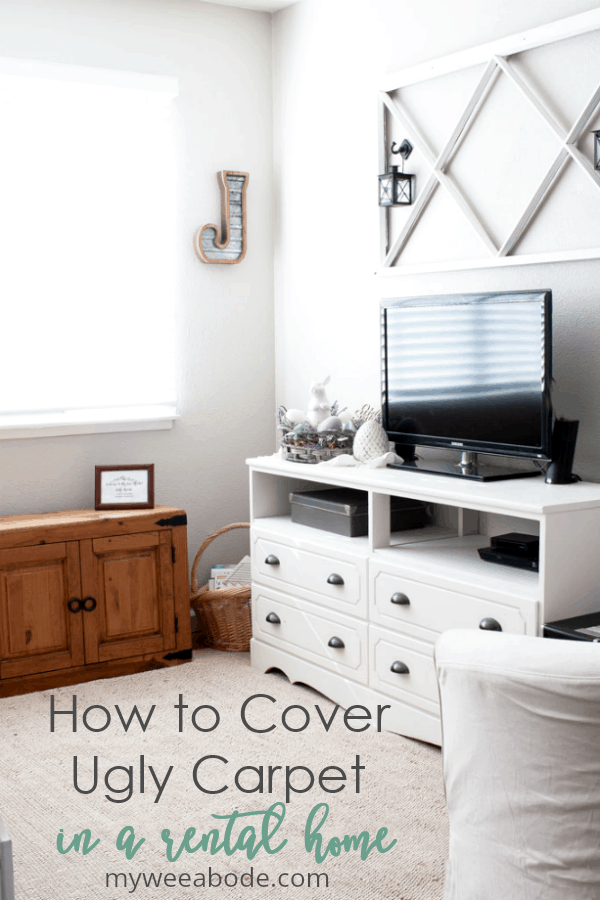 How to Cover Ugly Rental Bathroom Floors with a Vinyl Mat - The