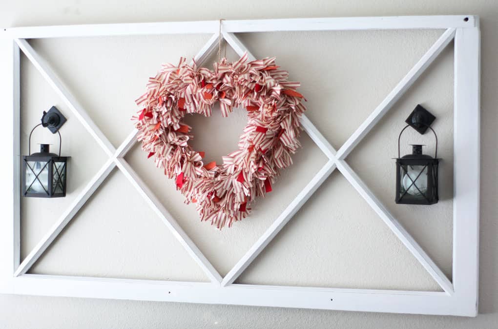 how to decorate a window pane for all seasons heart wreath window pane and lantern on wall