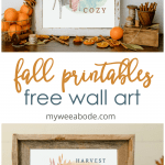 watercolor printable art for fall pumpkins titled harvest