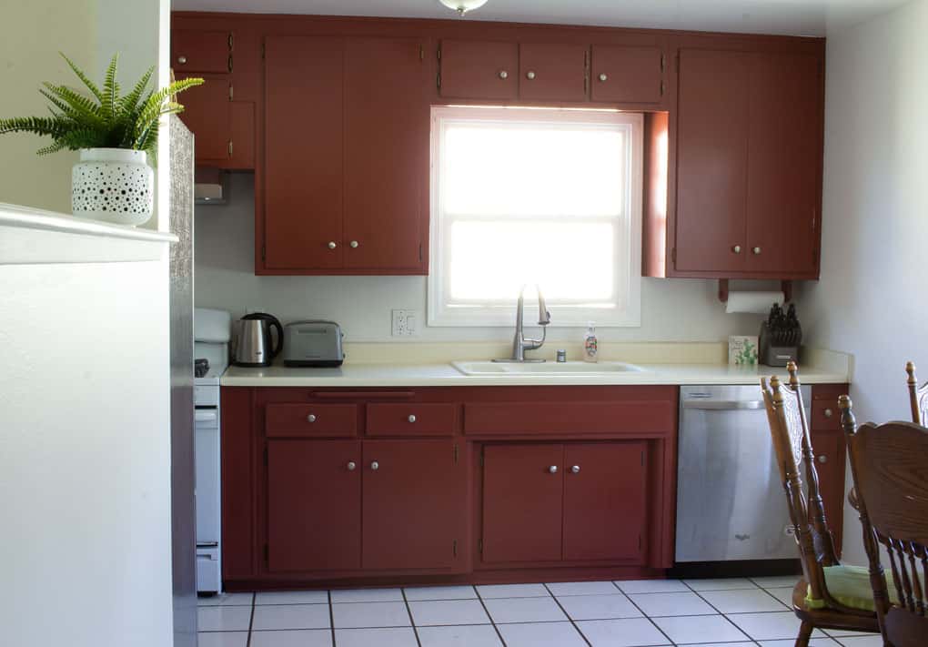 how to update your rental kitchen the easy way kitchen cupboards with sink and dishwasher and gray walls