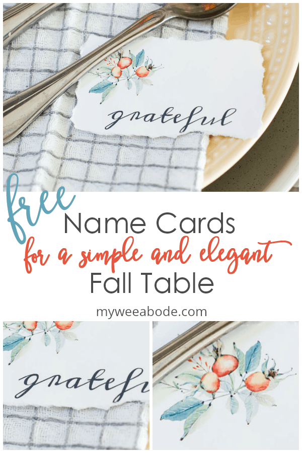 name place cards for fall on napkin dishes and silverware