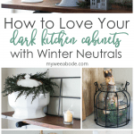 love your dark kitchen cabinets with winter neutrals tiny kitchen with open shelving