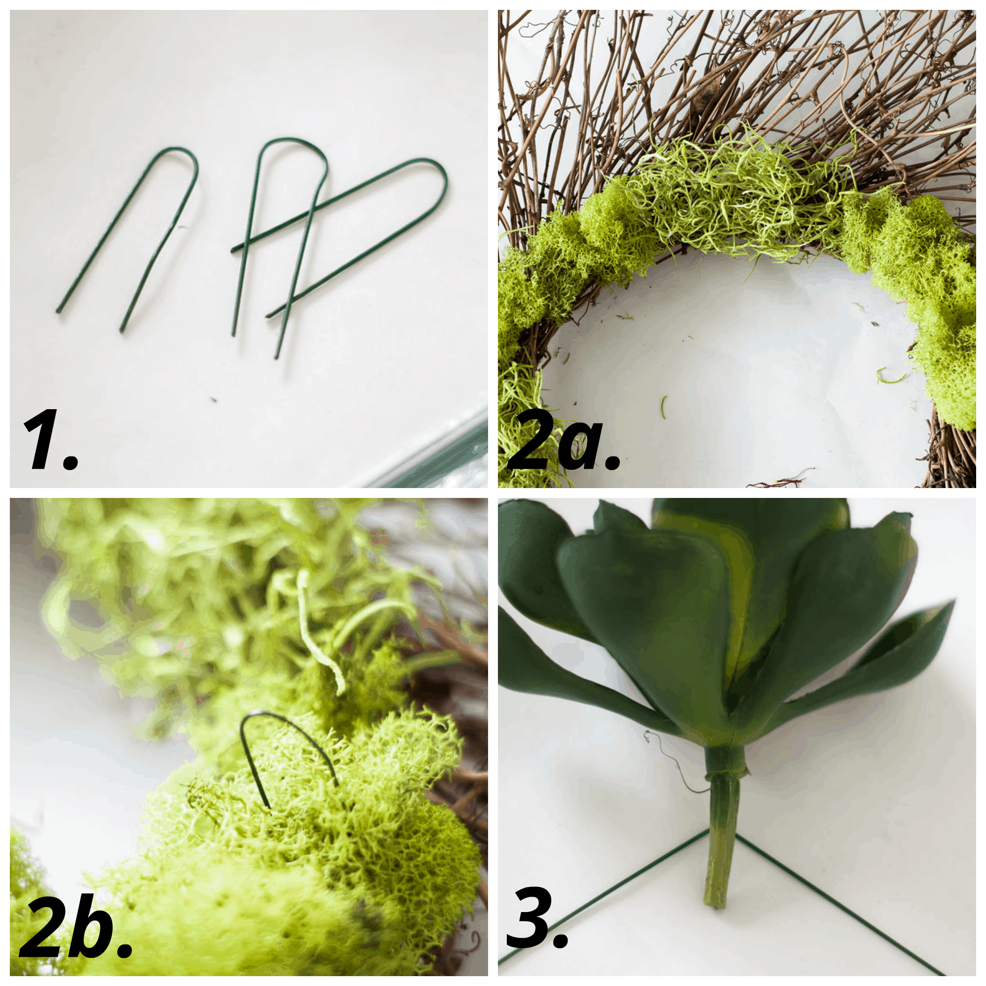 DIY 10-minute spring succulent wreath tutorial steps