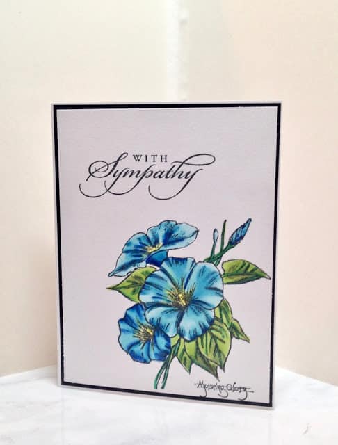 blue petunia sympathy card