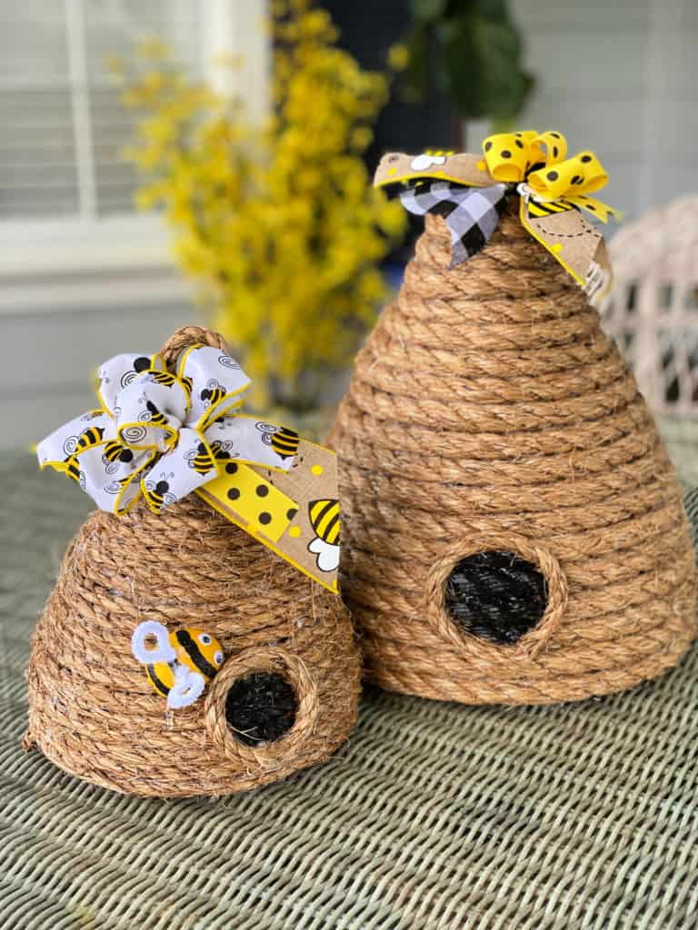 tuesday turn about 42 spring smiles two bee skeps with yellow ribbon