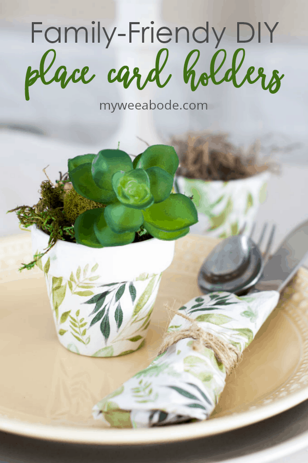 easter mod podge pot placecard holder with succulent