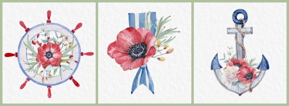 collage of red white blue summer printables