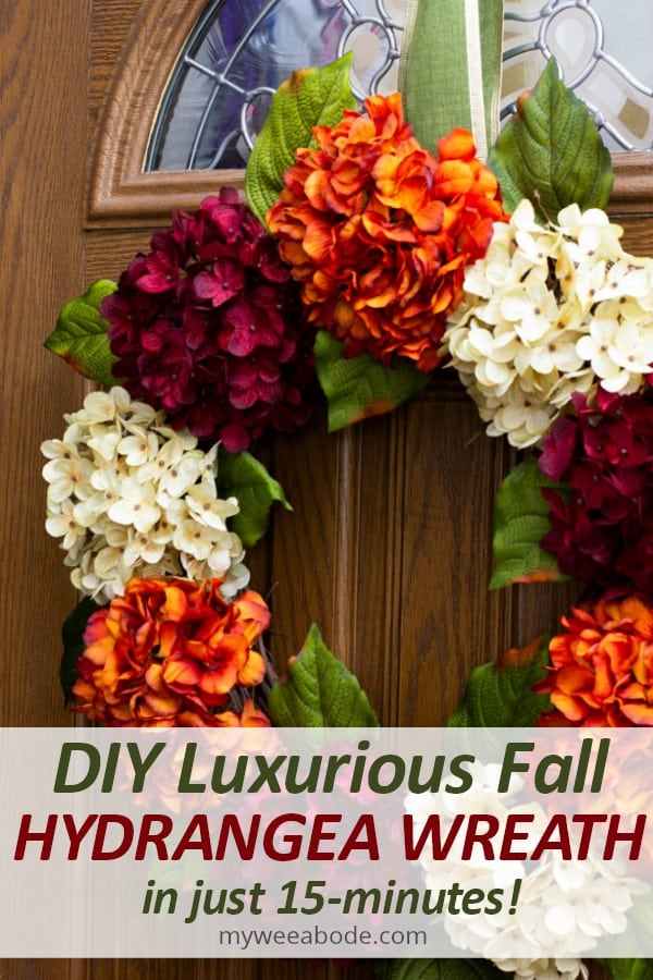 diy fall hydrangea wreath on front door