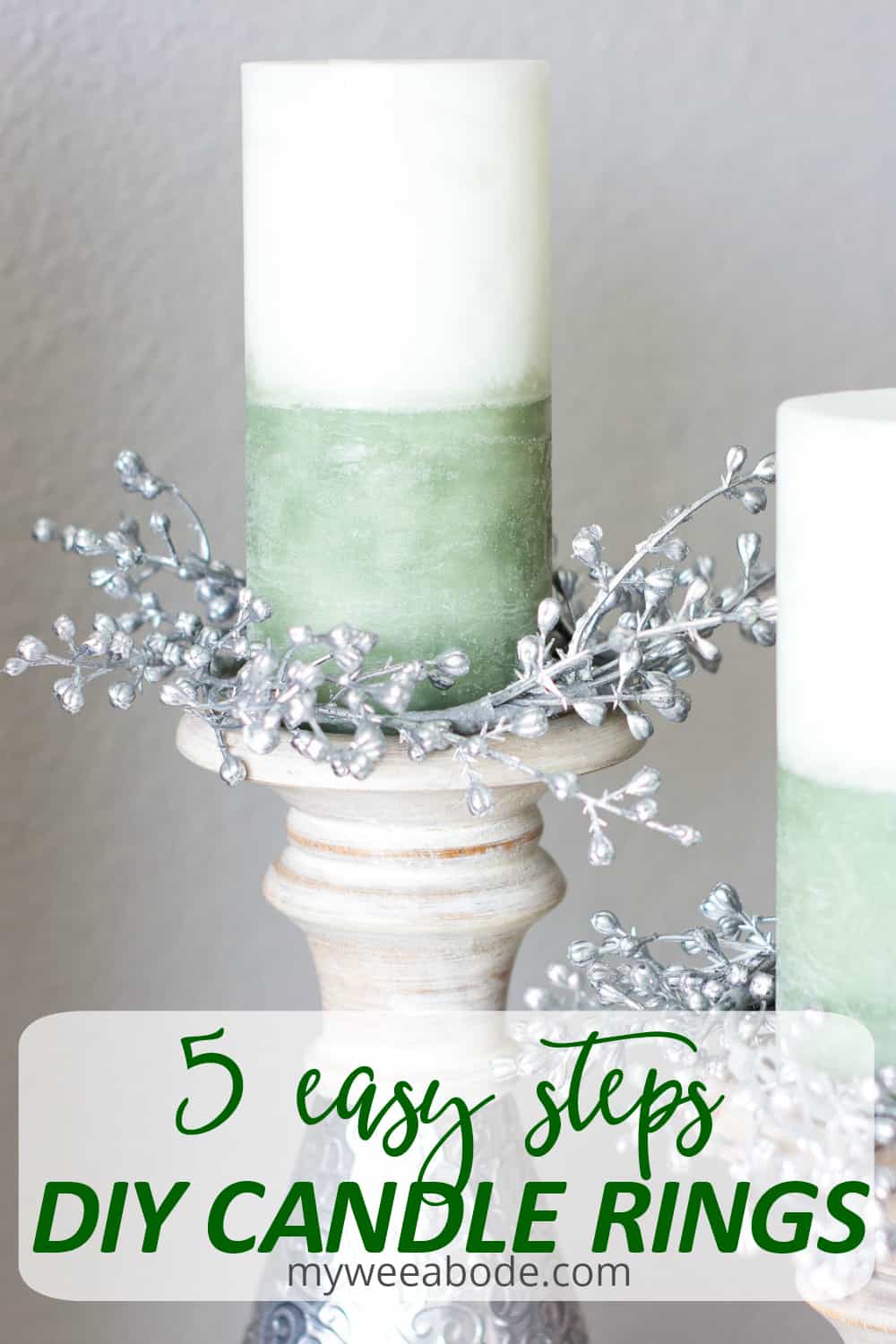 5 easy steps for how to make candle rings white green candle on pillar holder with silver seeded candle rings