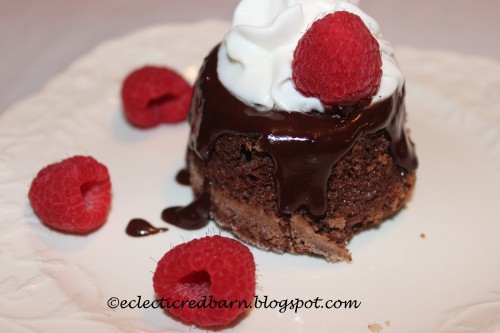 tuesday turn about valentine treats mini chocolate cake with syrup and raspberries whip cream