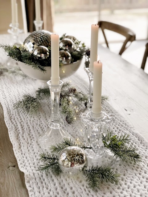 tuesday turn about christmas finds wintery table centerpiece