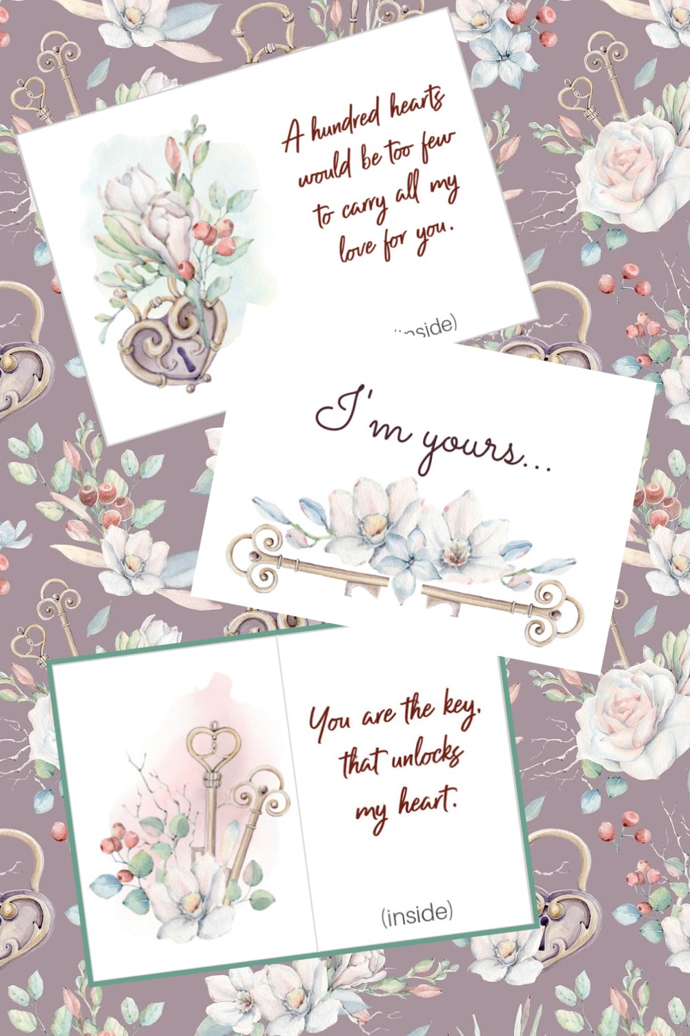 free watercolor valentines day card with the words I'm yours