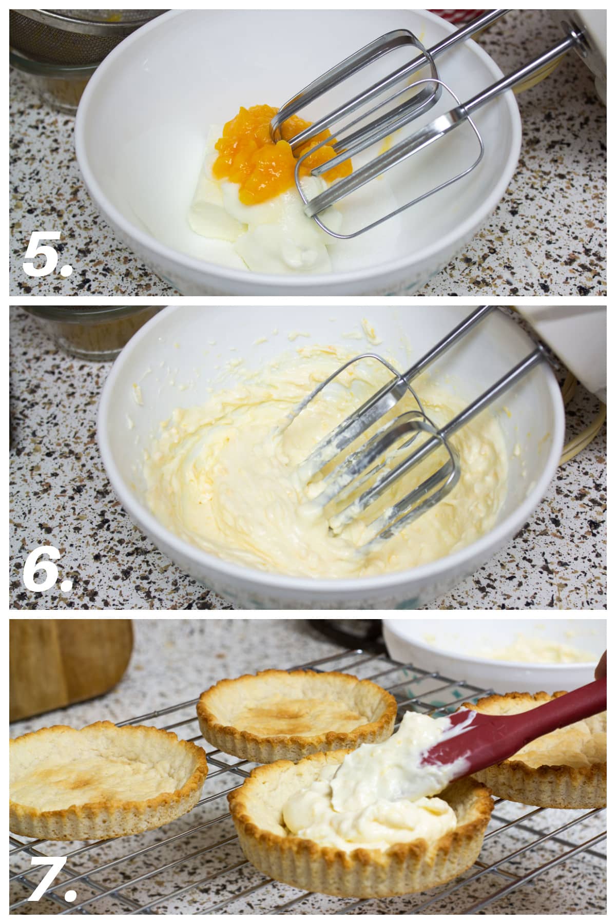 steps for how to make easy creamy fresh peach tartlets