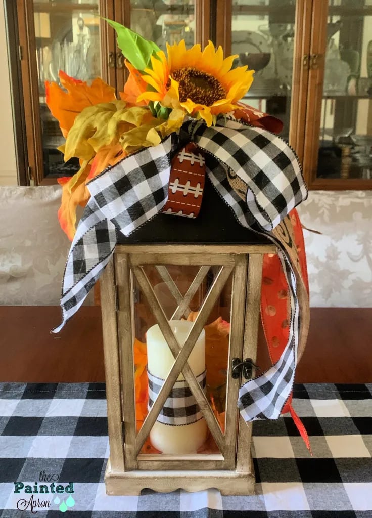tuesday turn about 163 easy crafts fall lantern with black and white ribbon and sunflowers