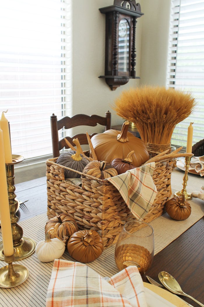 tuesday turn about 166 give me pumpkins basket with wheat centerpiece in neutrals