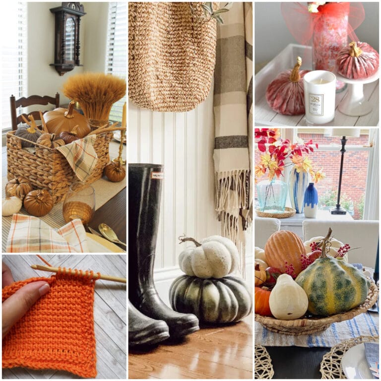 collage with pumpkin decor and projects