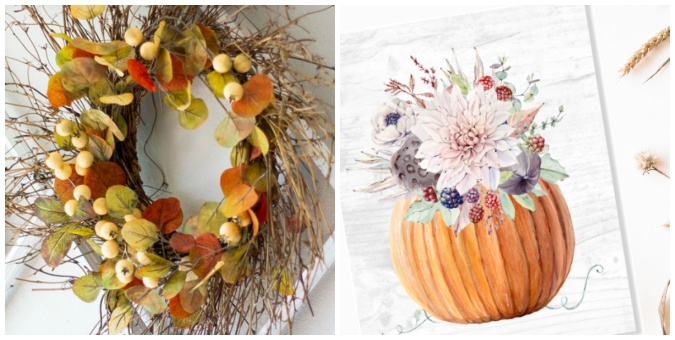 tuesday turn about 167 fall ideas collage of fall wreath and printable