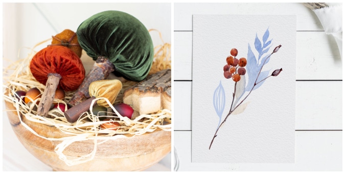 tuesday turn about 172 autumn tables collage of velvet mushroom and berry leaves printable