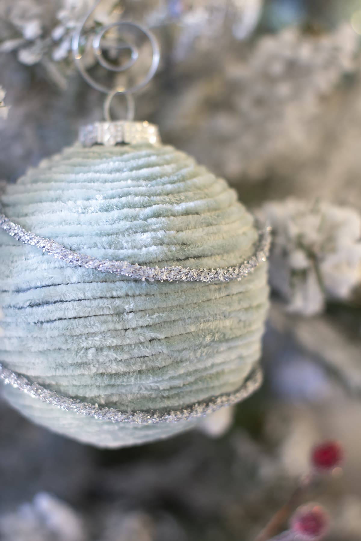 diy velvet christmas ornaments mint colored ornament on tree