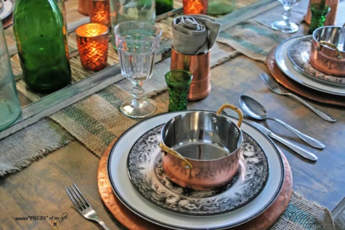 tuesday turn about 193 spring table inspiration green and copper tablescape