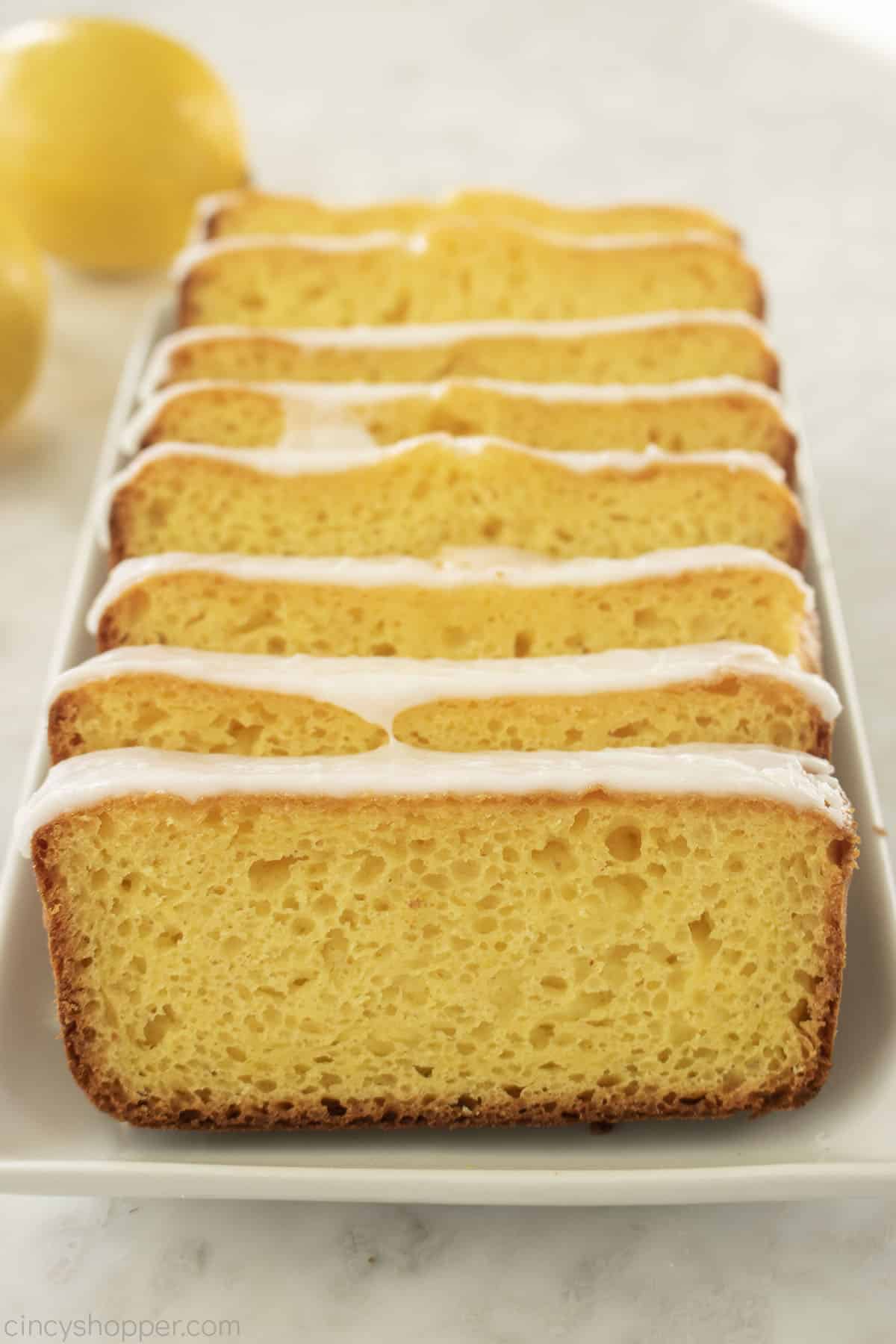 tuesday turn about 197 lemony spring treats slices of lemon loaf on white plate