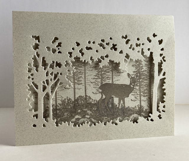 tuesday turn about 198 paper bits papercraft card with trees and deer