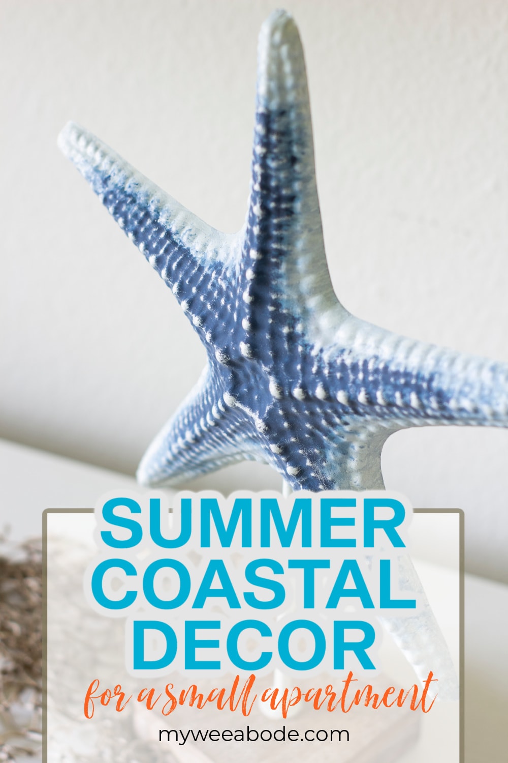 summer apartment living area with coastal decor blue starfish