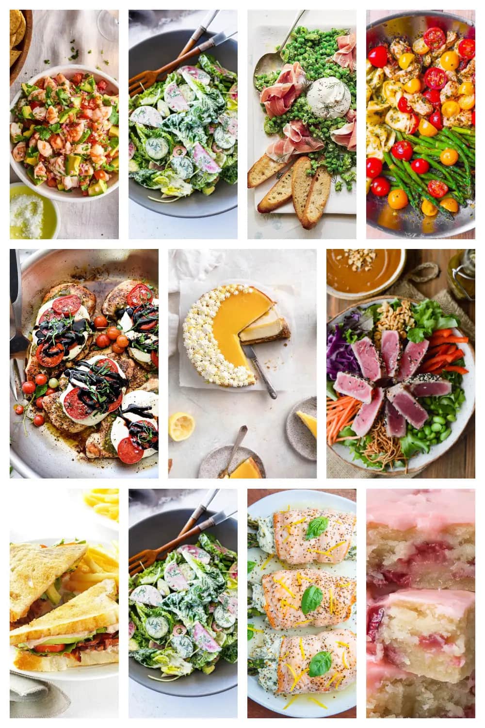 tuesday turn about 200 party celebration collage of healthy and light recipes