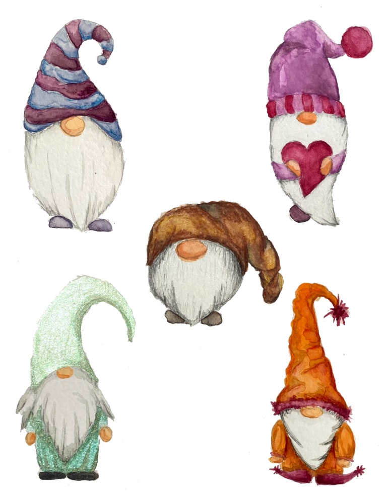 printable water color gnomes