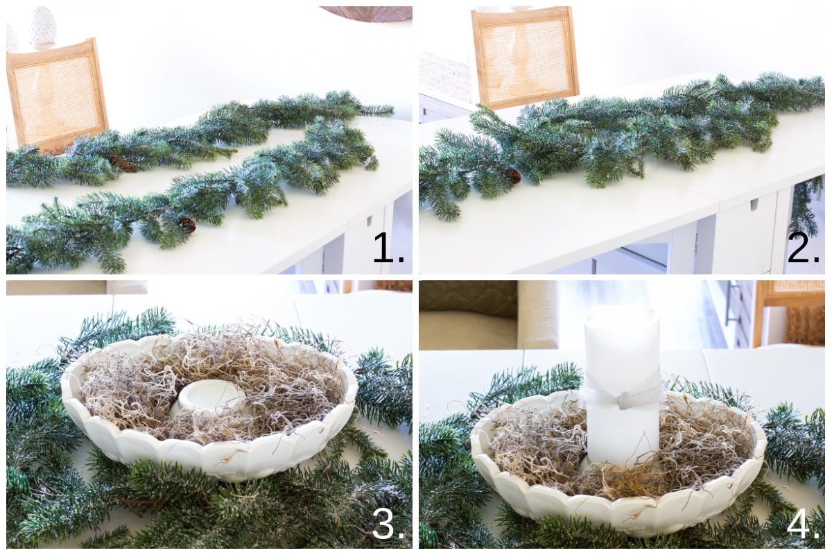 how to create a pastel christmas centerpiece with faux sugared fruits steps 1 through 4