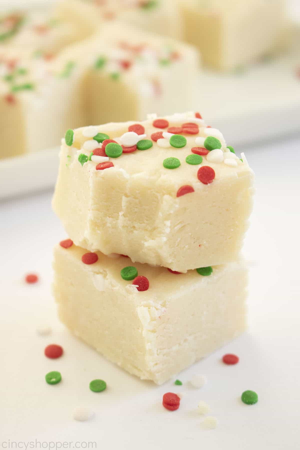 tuesday turn about 230 christmas treat gifts white fudge with sprinkles on white plate