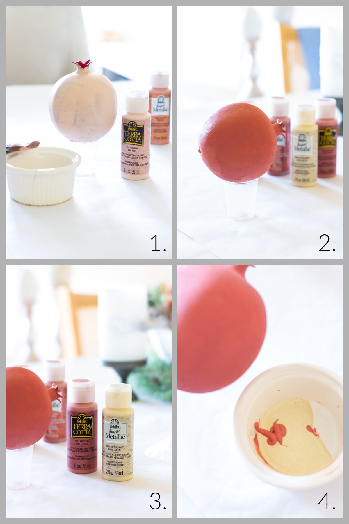 step by step image instructions for faux sugared fruits diy