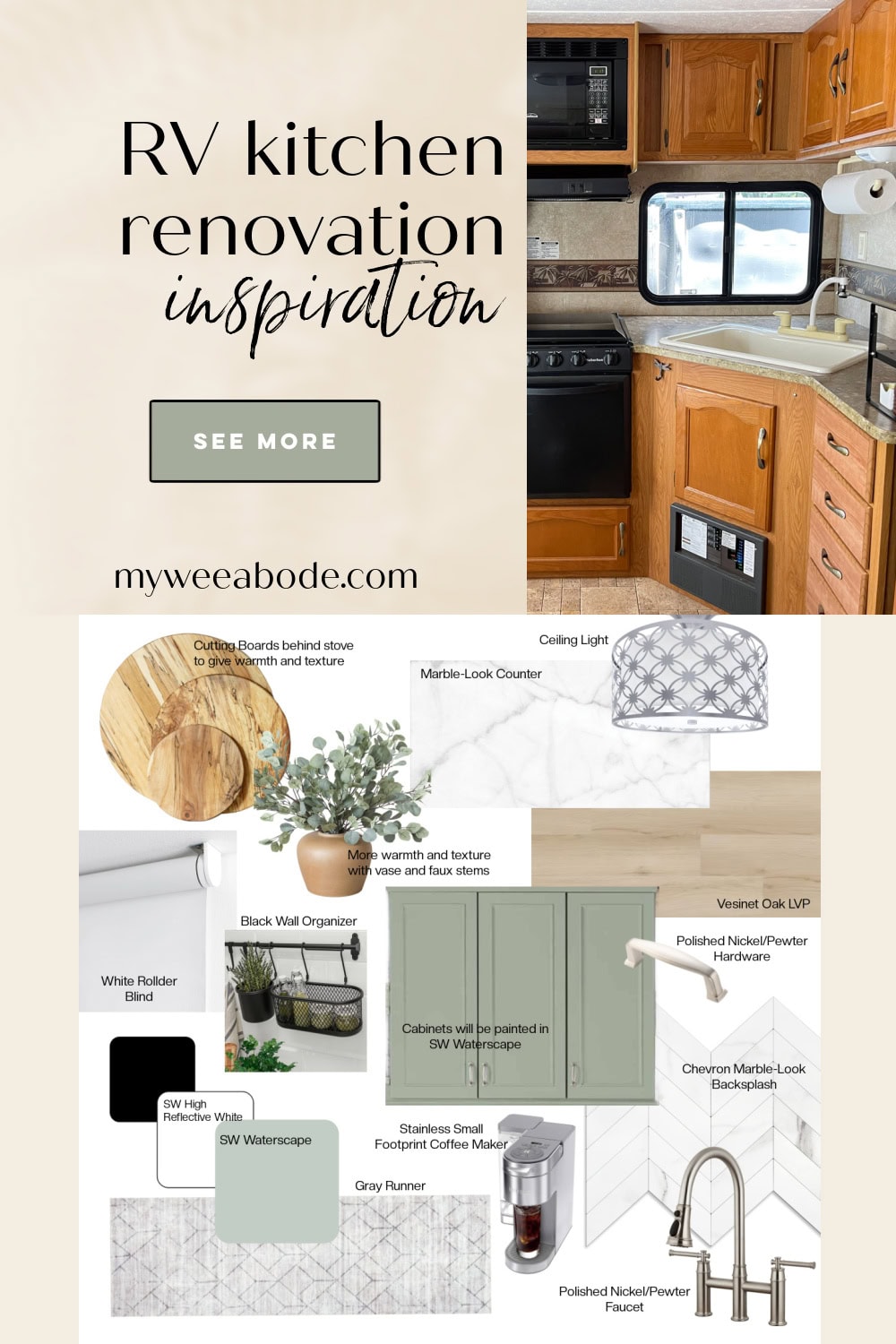 Light and Airy RV Renovation Kitchen Design Board