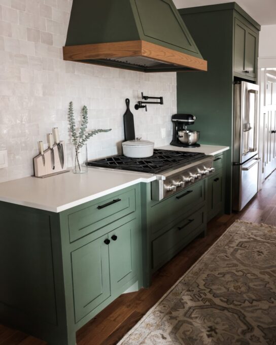 sage green cabinet paint colors dark sage green cabinets with white backsplash and wood accents