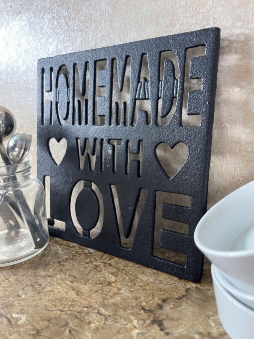RV budget kitchen remodel with green cabinets homemade with love trivet
