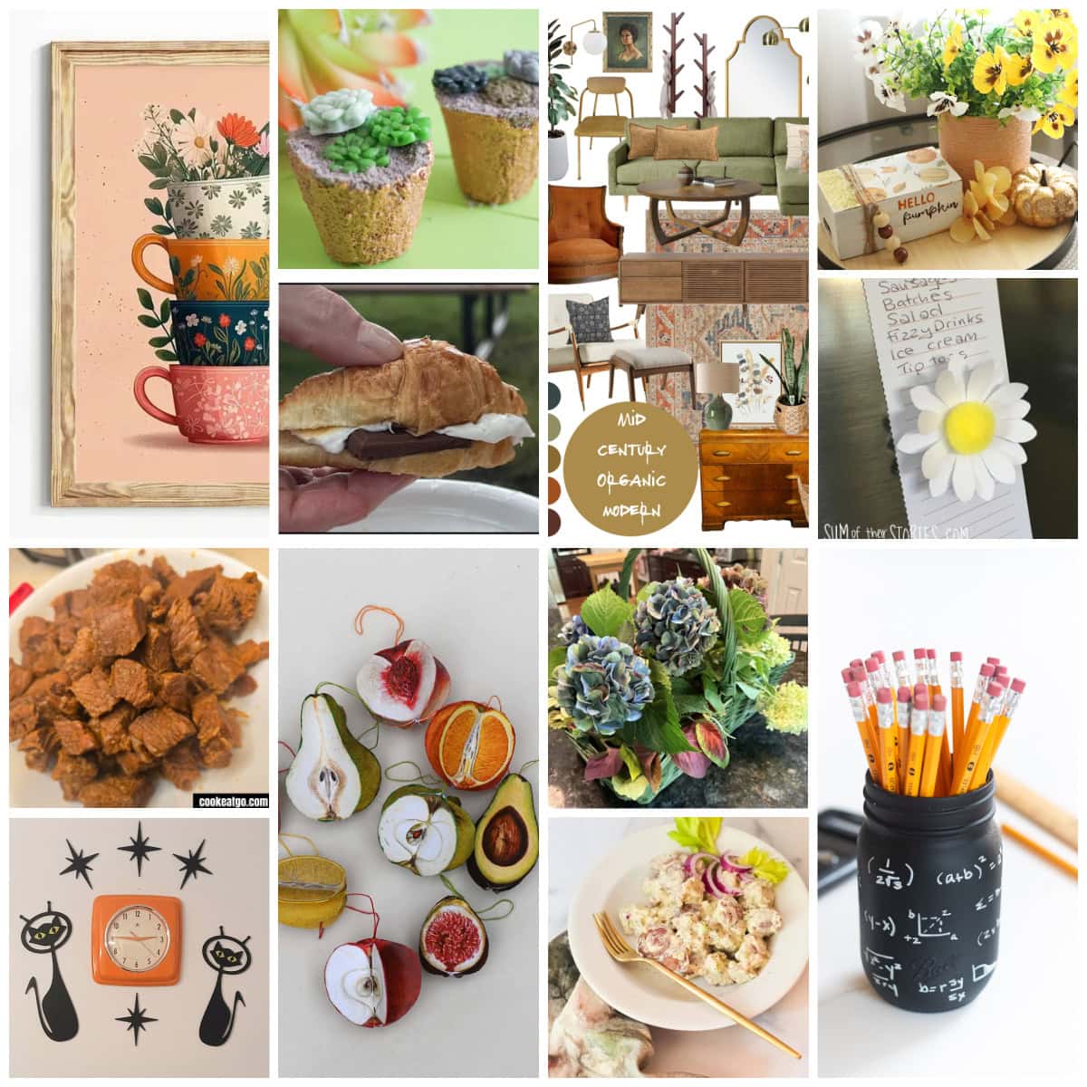 collage of projects and recipes for fall and summer