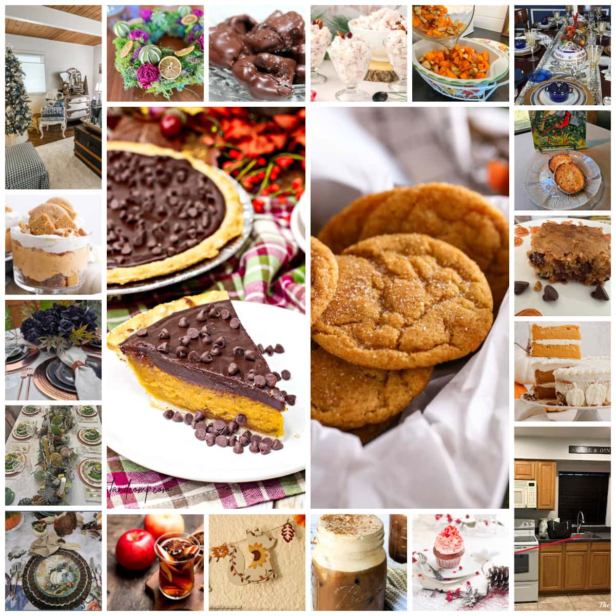 tuesday turn about 329 Thanksgiving Yum collage of holiday recipes, decor, crafts