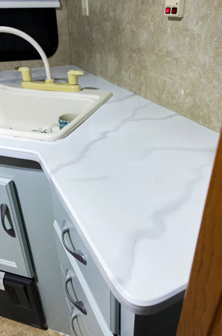 rv budget kitchen remodel marble counter