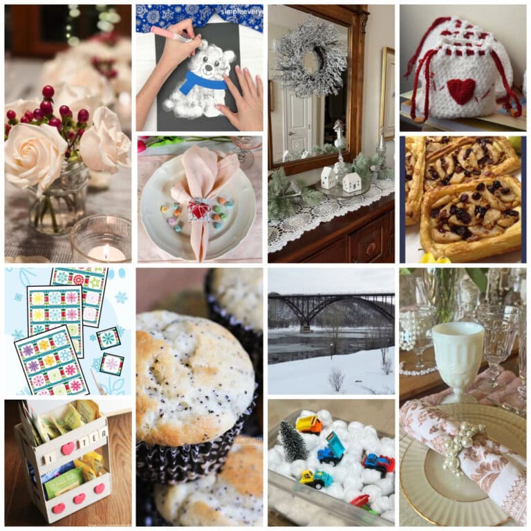 collage of winter and Valentine's projects and ideas
