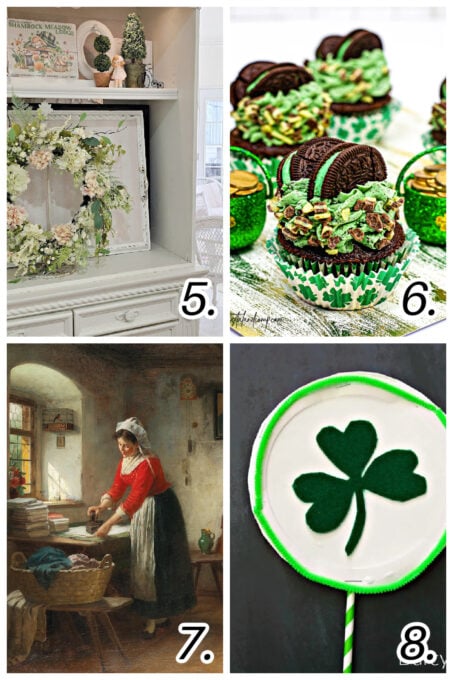 collage of spring and St. Patrick's Day projects and DIYs