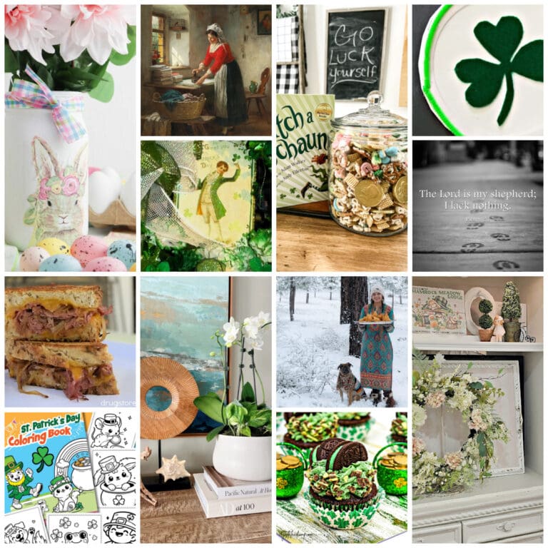 collage of spring and St. Patrick's Day projects and DIYs